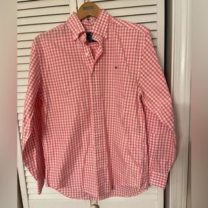 Vineyard Vines Mens Whale Shirt Sz S Pink White Gingham Check Oxford 100% Cotton